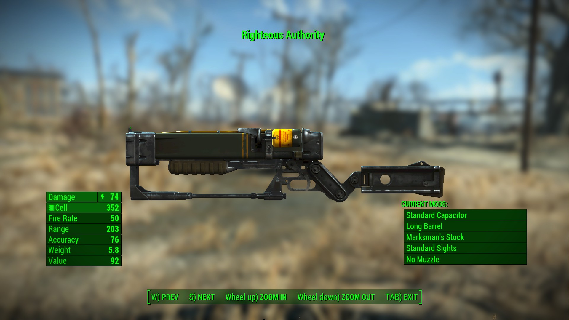 Fucile laser Righteous Authority di Fallout 4