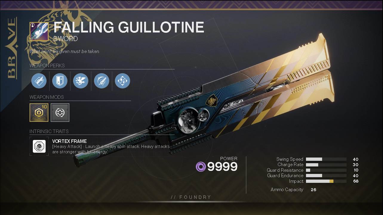 Destiny 2 Falling Guillotine PVP God Rolls