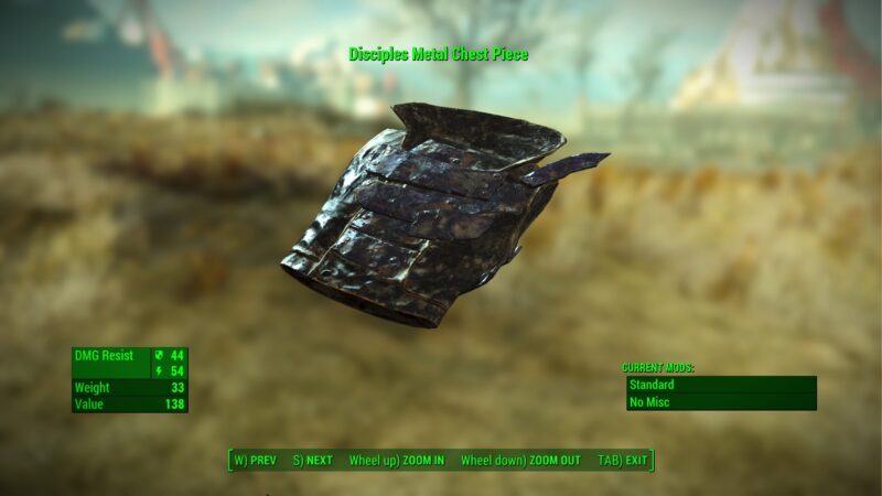 Pezzo di petto in metallo di Fallout 4 Disciples