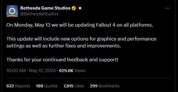Bethesda annuncia un altro aggiornamento grafico per Fallout 4