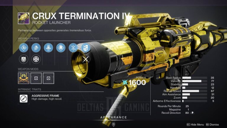 Destiny 2 Crux Termination IV Rocket Launcher