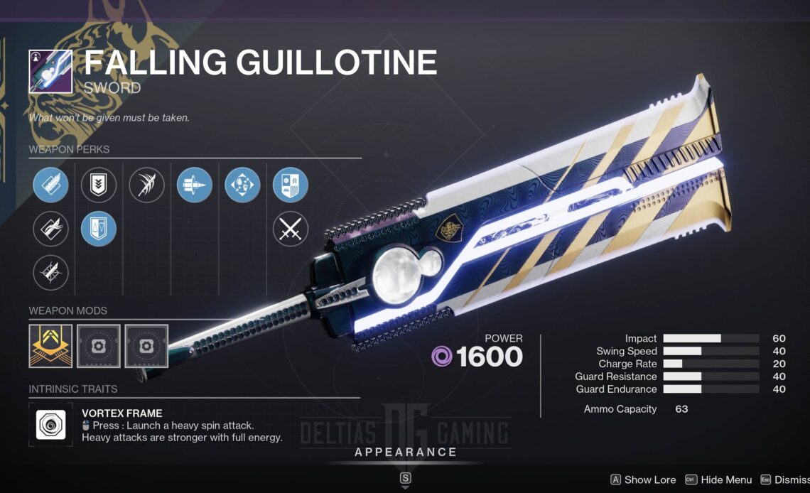 Destiny 2 Falling Guillotine God Roll and How to Get