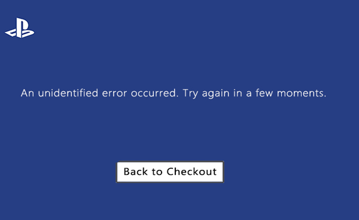 An Unidentified Error Occurred PS5