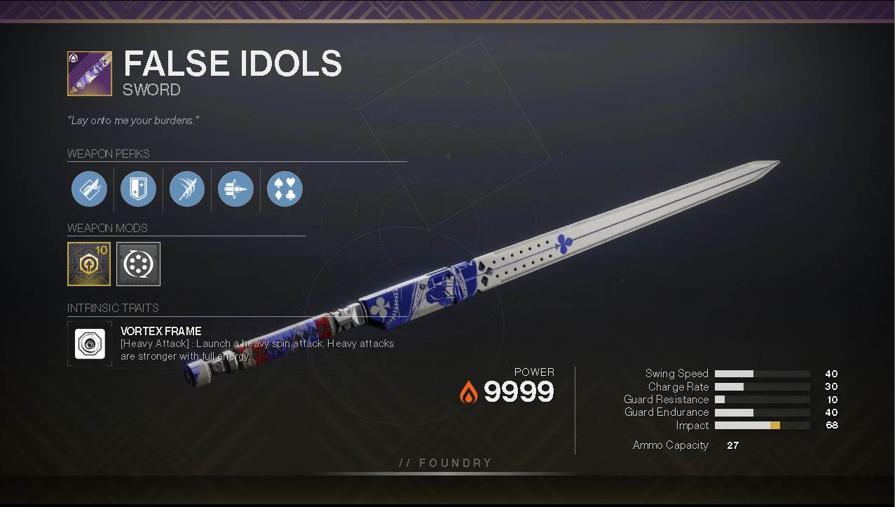 Destiny 2 Falsi Idoli PVE God Roll