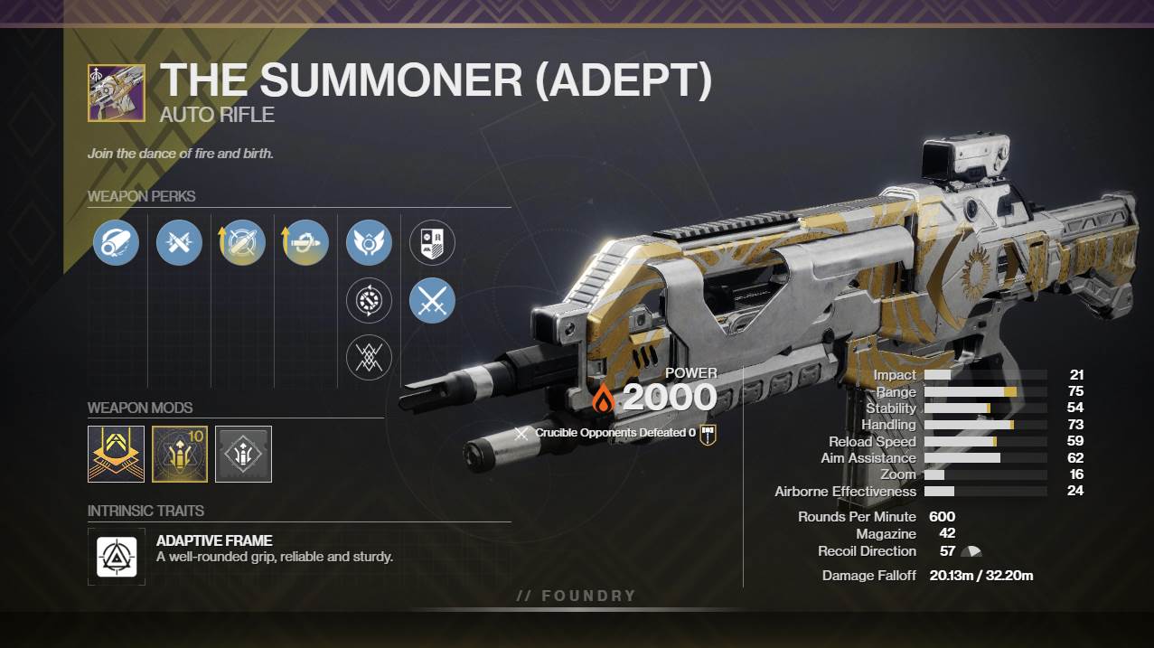 Destiny 2 The Summoner PvP God Roll