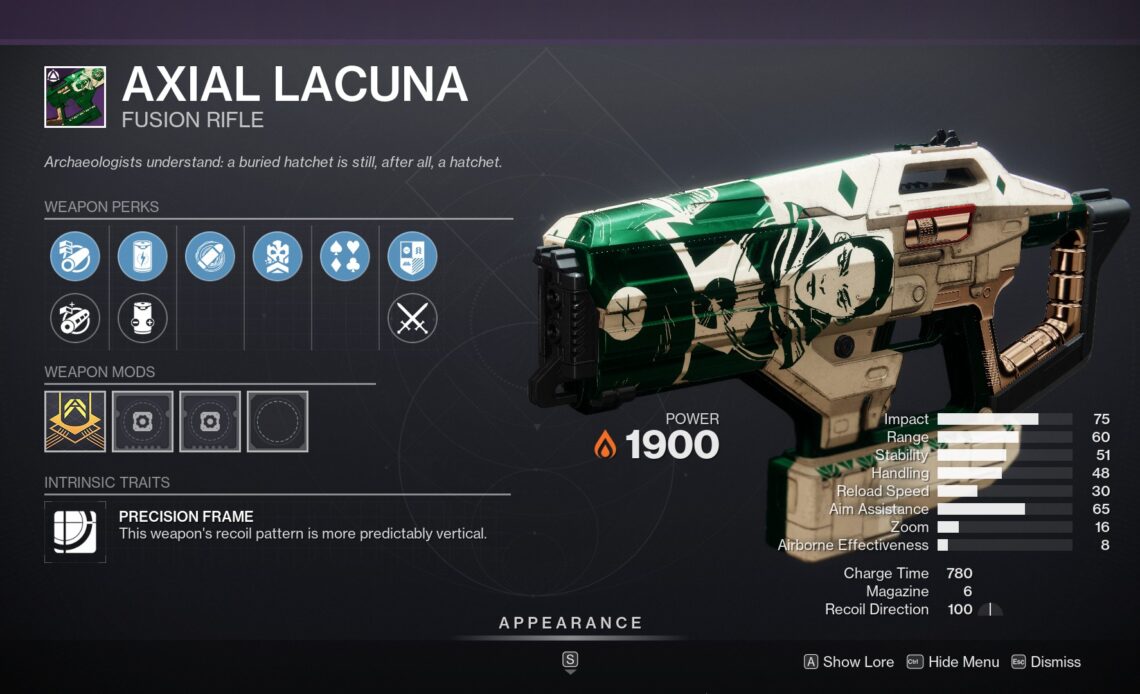 Destiny 2 Axial Lacuna Fusion Rifle