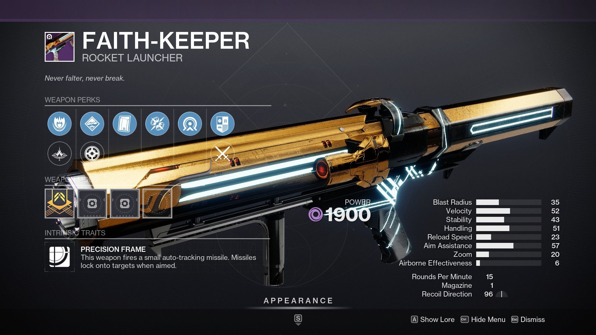 Destiny 2 Faith-Keeper Rocket Launcher