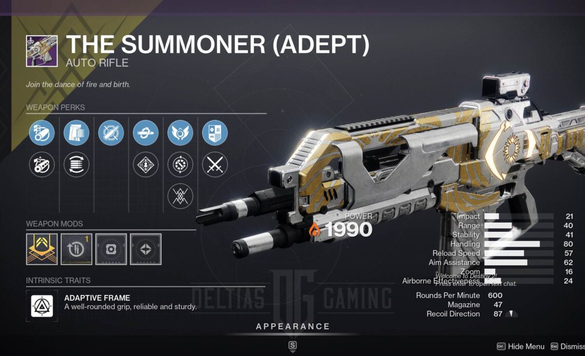 Destiny 2 The Summoner God Roll and How to Get