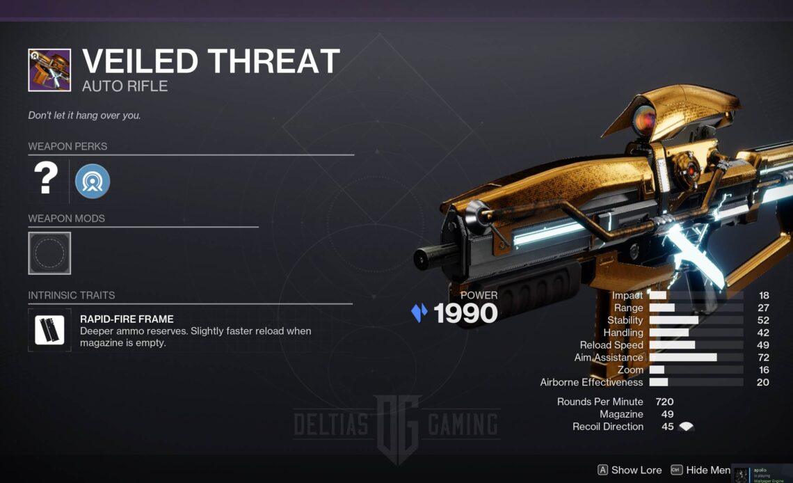 Destiny 2 Veiled Threat God Roll and How to Get