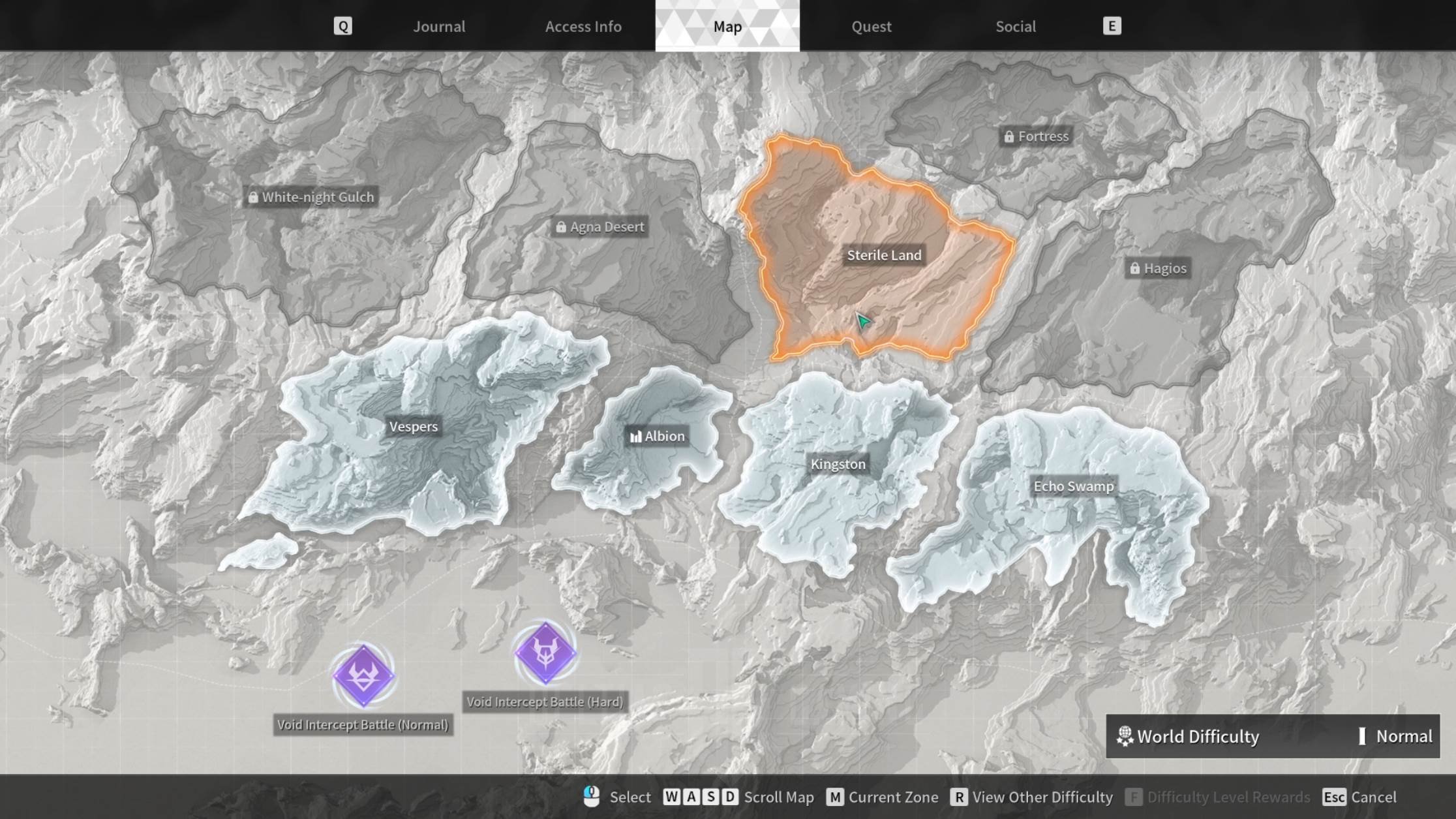 La posizione della mappa della terra sterile del primo discendente