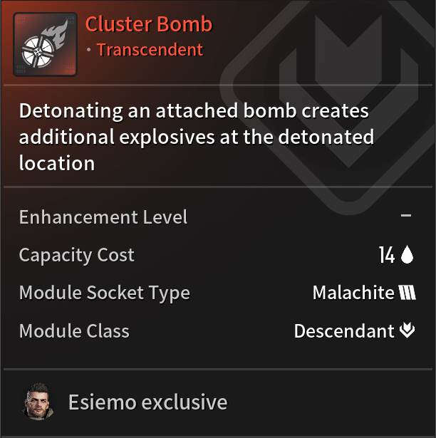 Miglior modulo trascendente Esiemo - Cluster Bomb Mods - The First Descendant