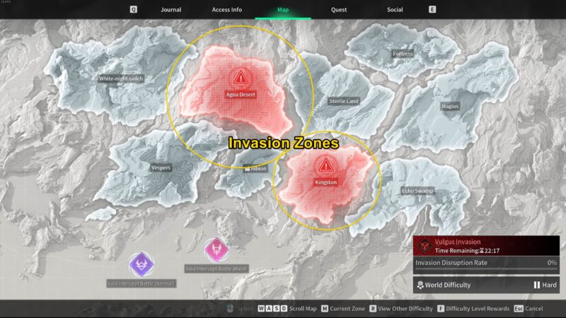 Posizione della mappa delle zone di invasione in The First Descendant