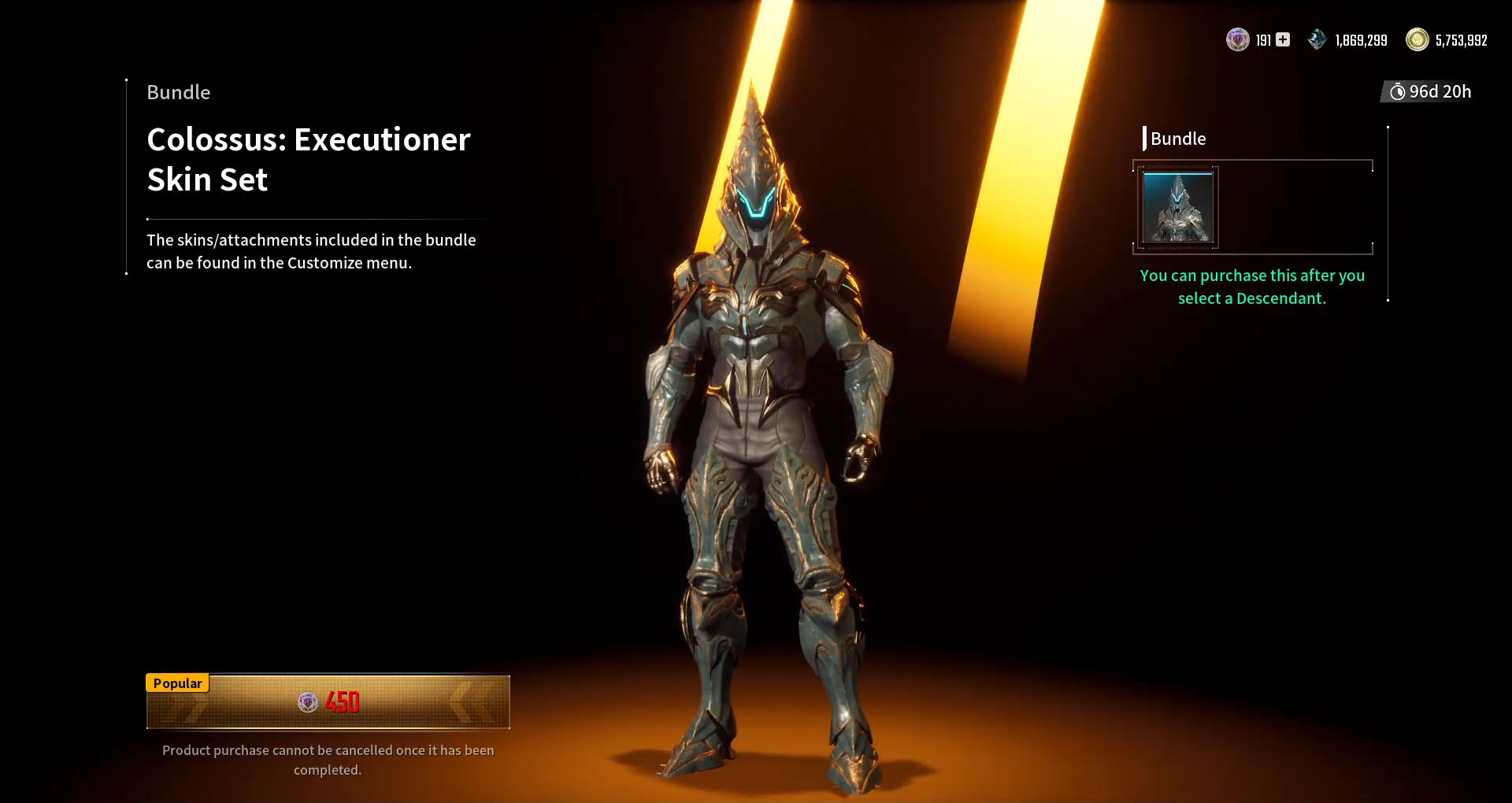 Il set di skin cosmetico The First Descendant Colossus Executioner