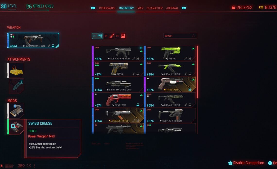 Cyberpunk 2077 weapon modifications