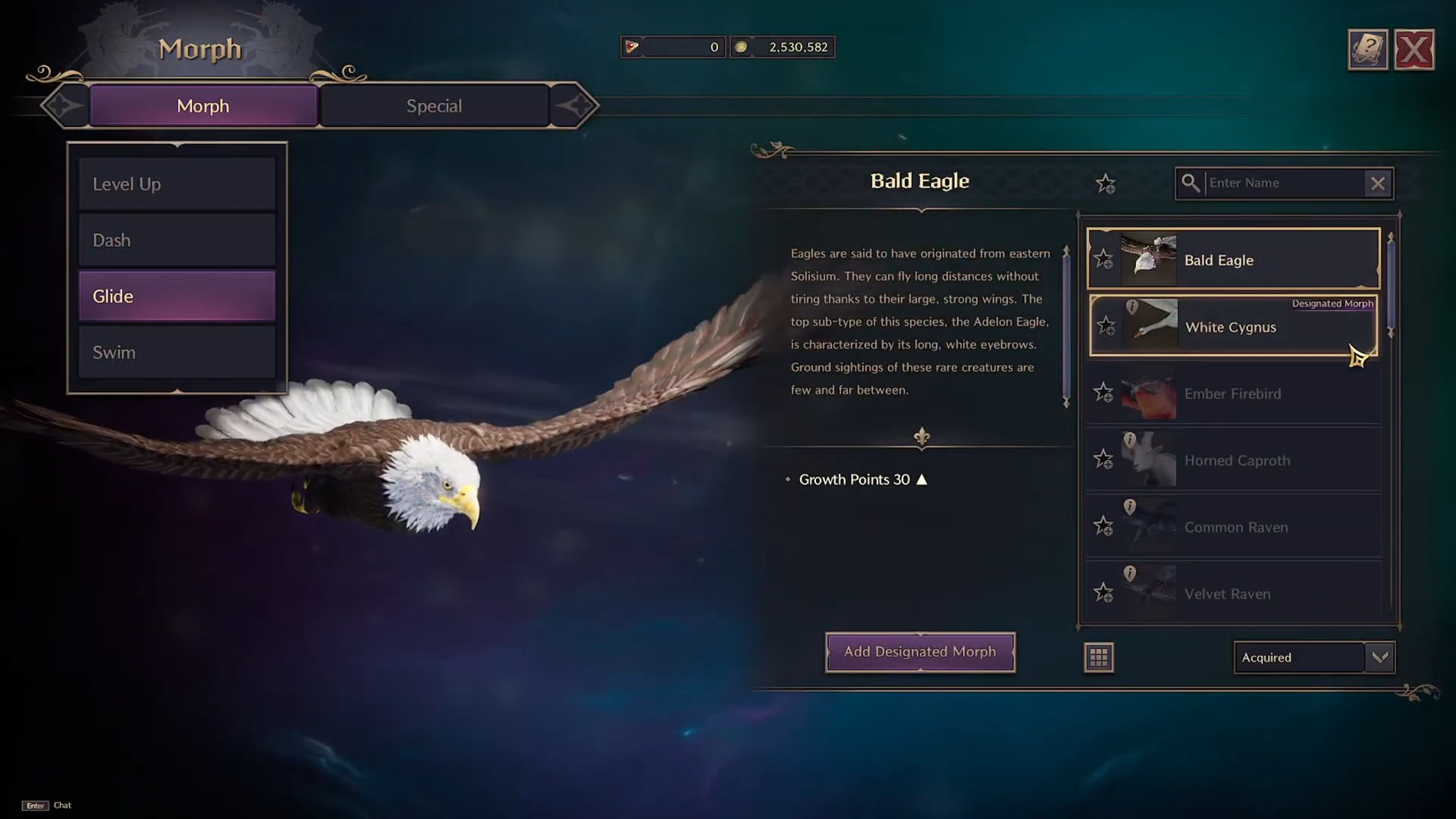 Aquila calva che plana in Throne and Liberty