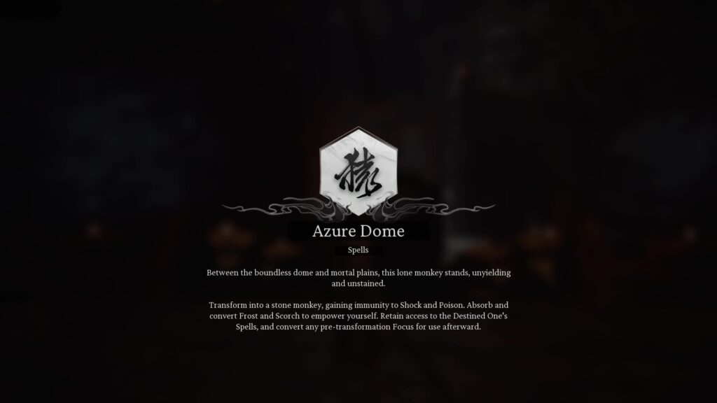 Azure Dome Transformation Spell in Black Myth: Wukong.
