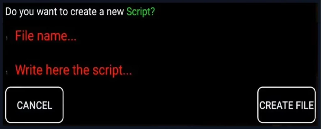 immettere il nome del file per scrivere lo script