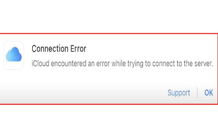 Encountering the error While Trying To Connect To The Server in iCloud