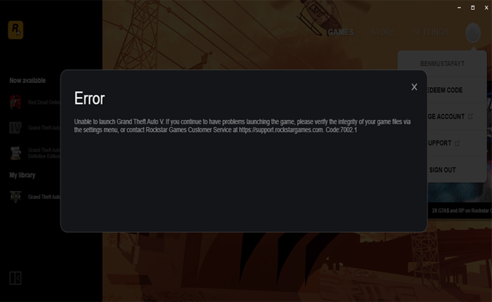 Rockstar Error Code 7002.1