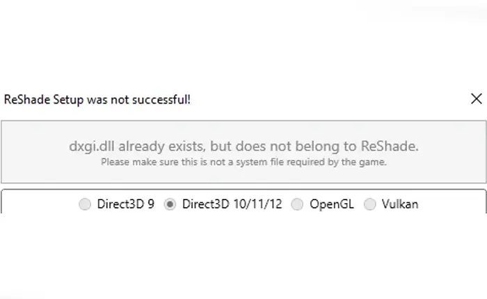 Reshade dxgi.dll esiste già l'errore 1