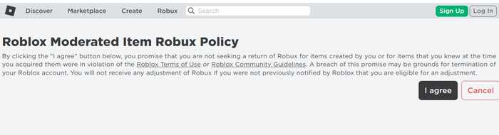 Politica degli articoli moderati di Roblox