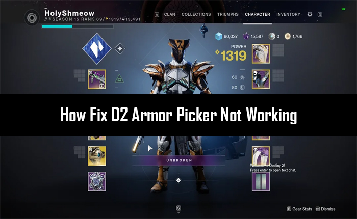 D2 Armor Picker Not Working