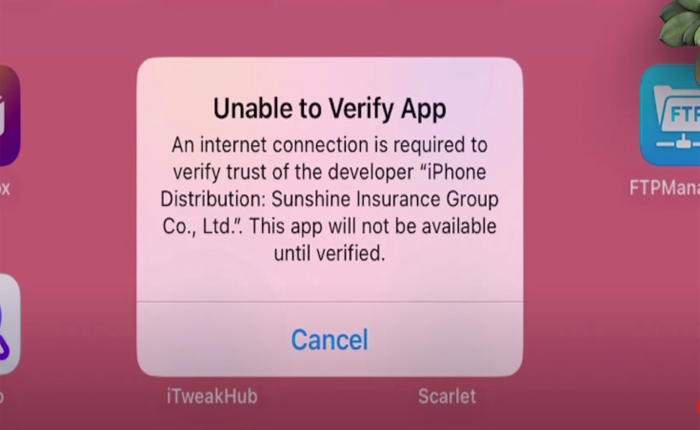 Unable to Verify App Scarlet Error