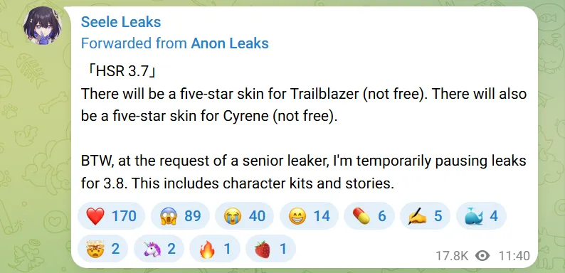 Debutto di Cyrene, replica Castorice e Hyacine