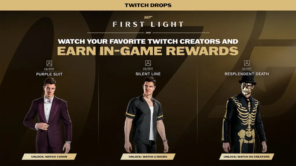 Schermata Twitch Drops per 007 First Light
