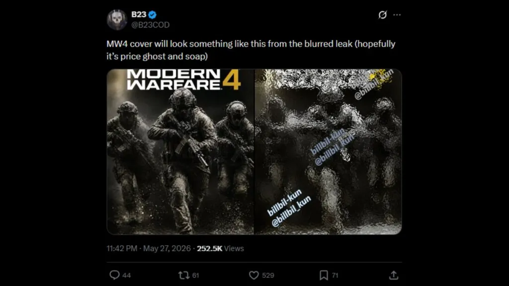 Copertina spoglia di Call of Duty Modern Warfare 4 con tre soldati