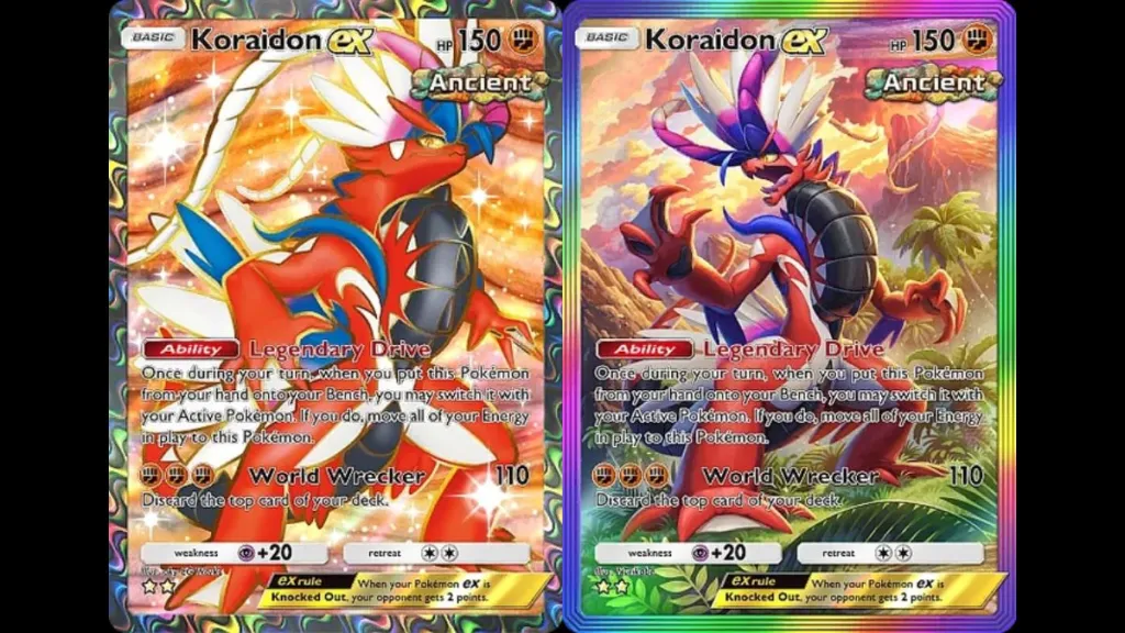 Illustrazione ufficiale della carta Koraidon EX in Pokemon TCG Pocket