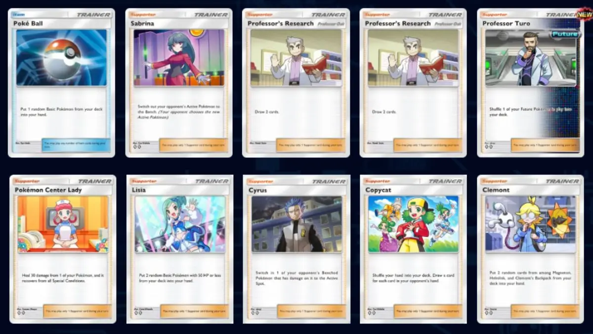 Vista dettagliata del deck Miraidon EX con energia Lightning