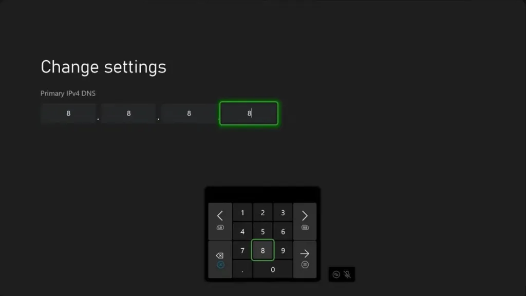 Schermata delle impostazioni DNS su Xbox