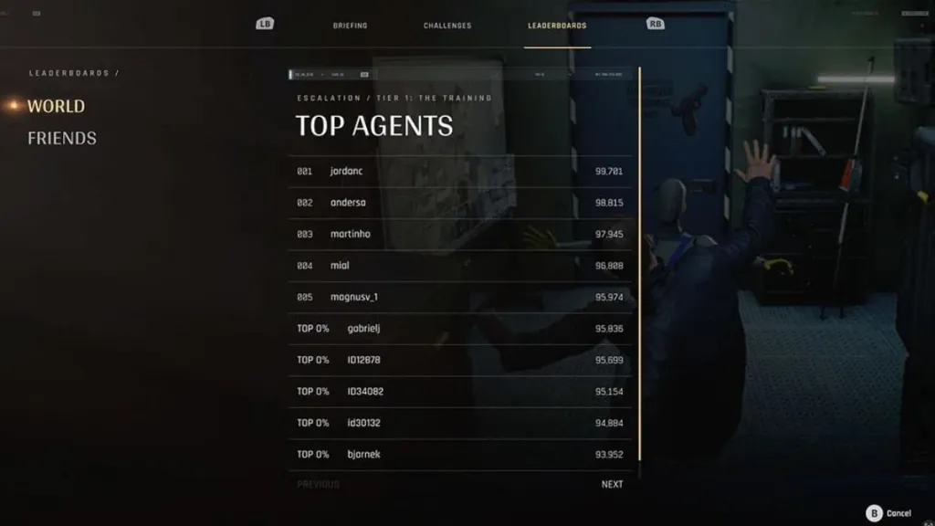 Leaderboard globale della modalità TacSim di 007 First Light