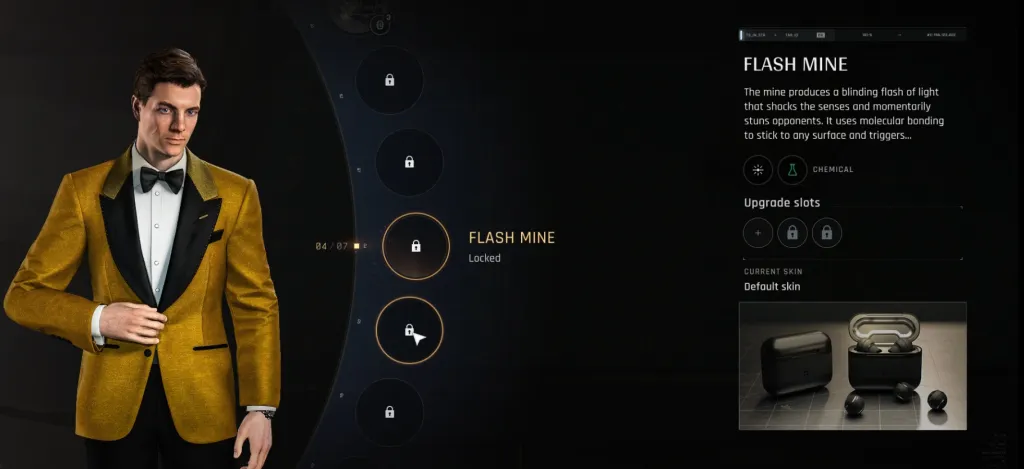 Schermata di selezione dei gadget in 007 First Light
