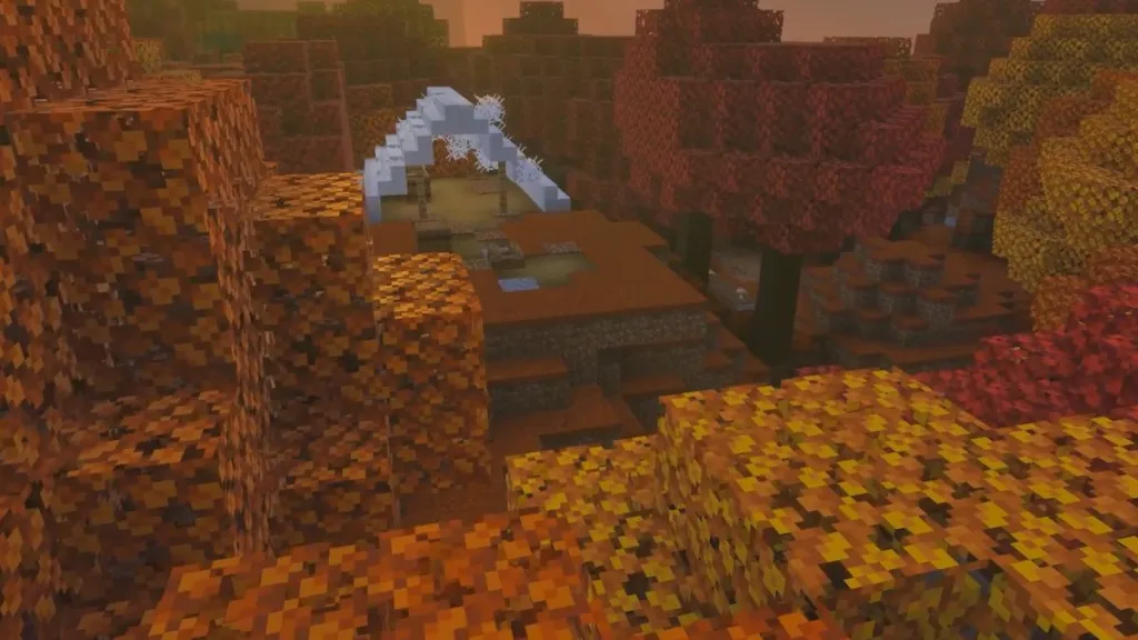 Bioma Dappled Forest di Minecraft 26.3, con colori autunnali