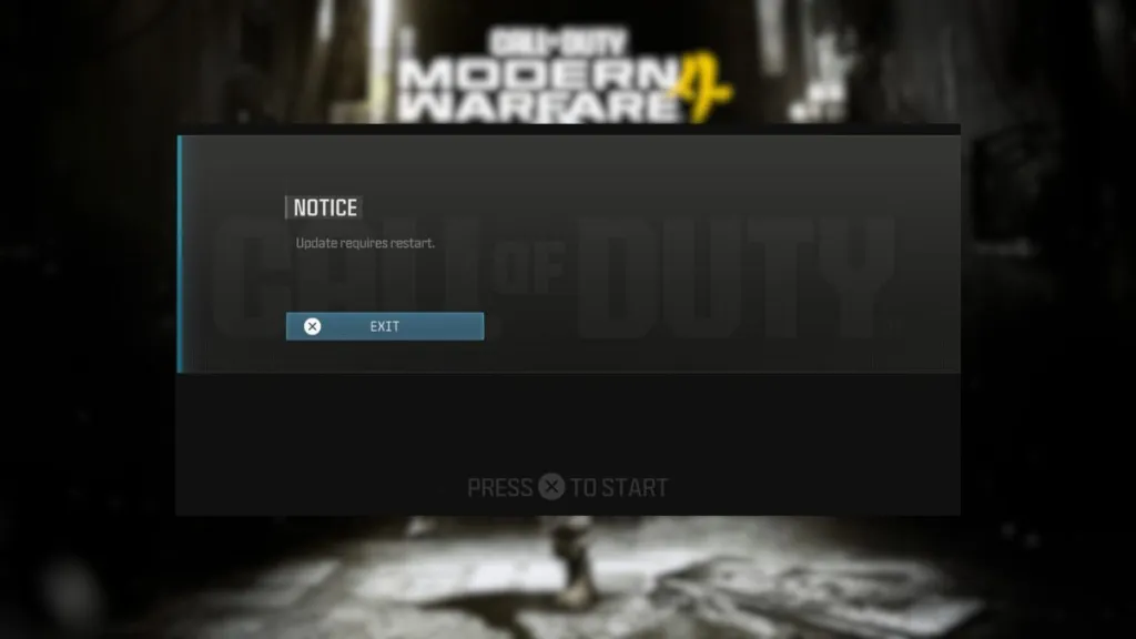 Aggiornamento di Call of Duty che richiedeva il riavvio