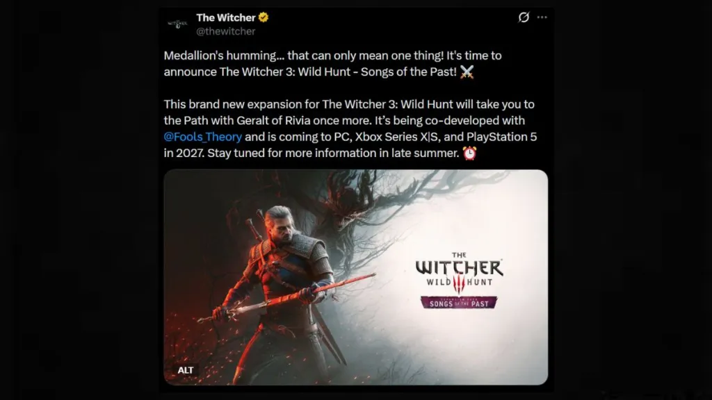 Annuncio ufficiale di Witcher 3 Songs of the Past