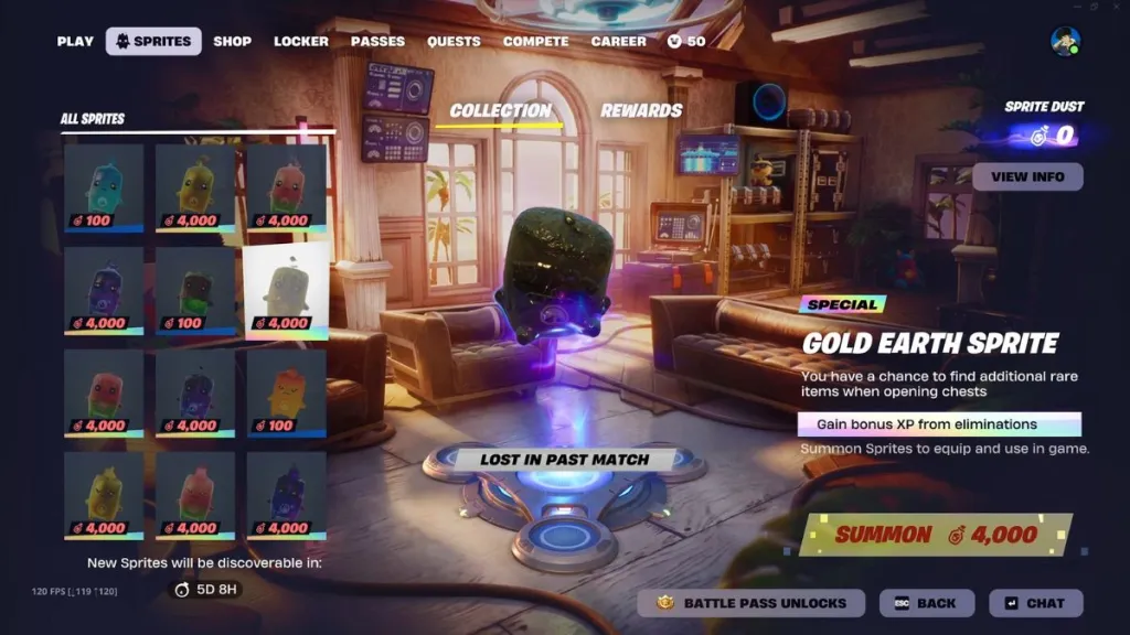 Procedura di upgrade dei Sprite in Fortnite