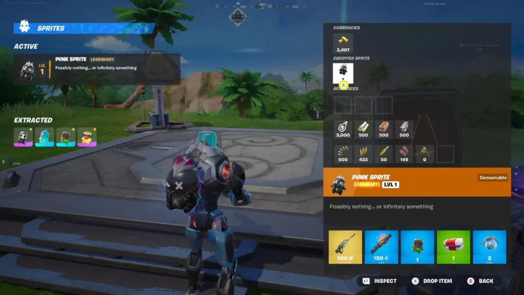 Statistiche del Punk Sprite nell'inventario di Fortnite