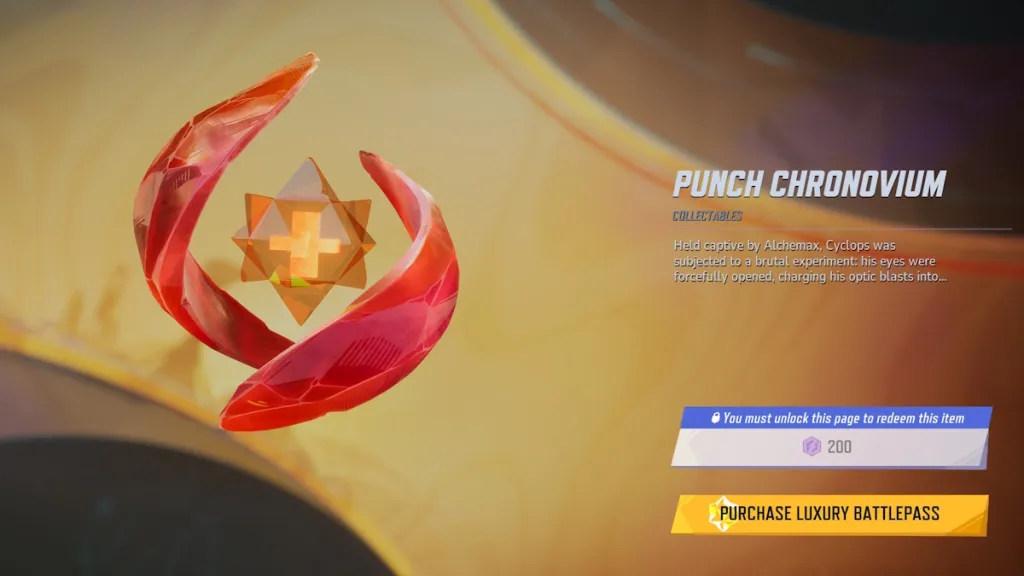 Collezionabile Punch Chronovium, ispirato ai raggi di Cyclops, presente nel Battle Pass
