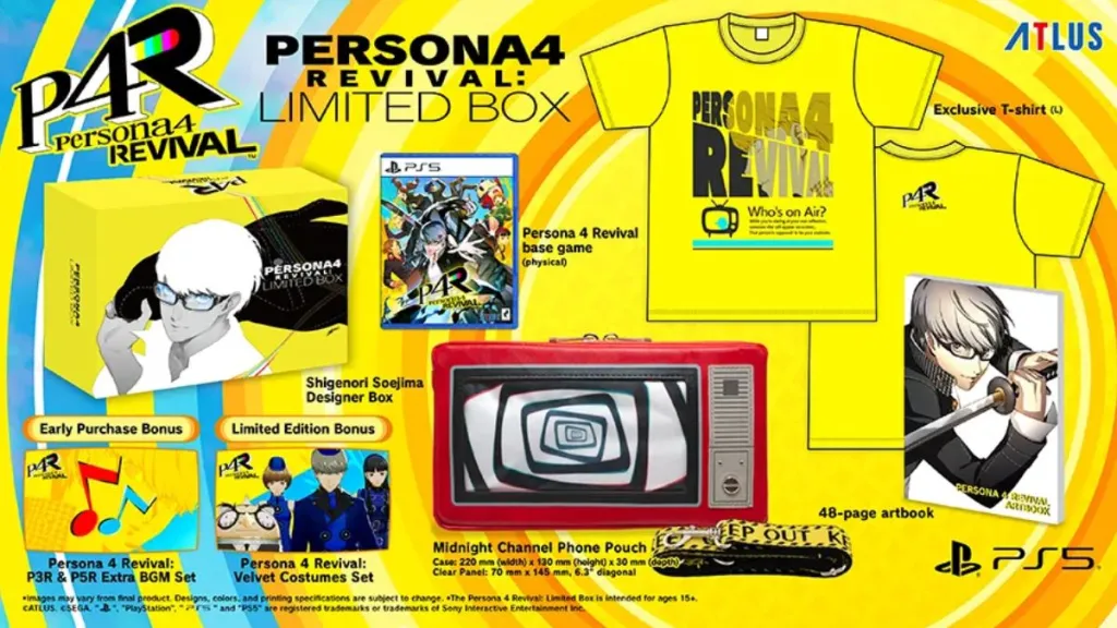 Limited Box Edition di Persona 4 Revival, confezione con T‑shirt e custodia telefonica