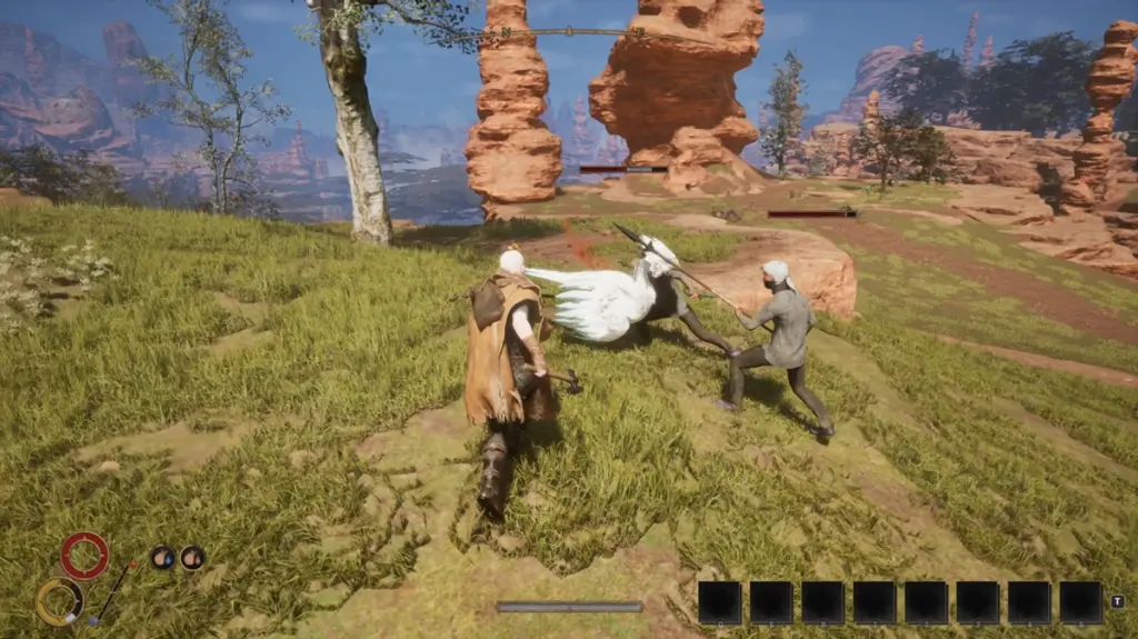 Guardie e mercanti che pattugliano il mondo di Outward 2