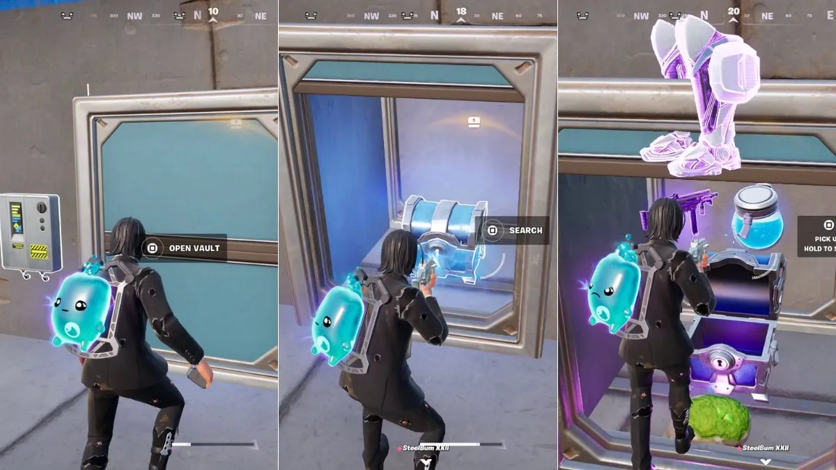 Apertura del Vault nel tunnel di teletrasporto di Fortnite