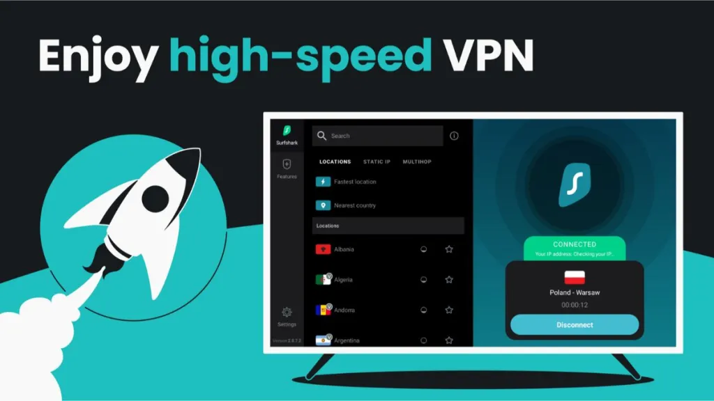 Velocità di connessione elevata garantita da Surfshark VPN