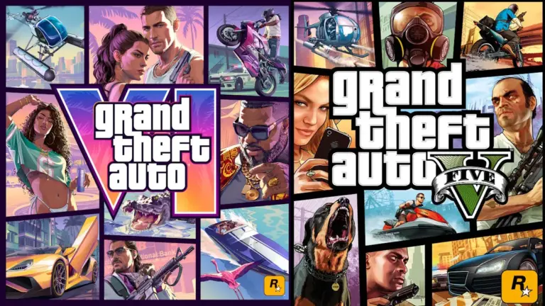 GTA 6 cover art and GTA 5 box art side by side