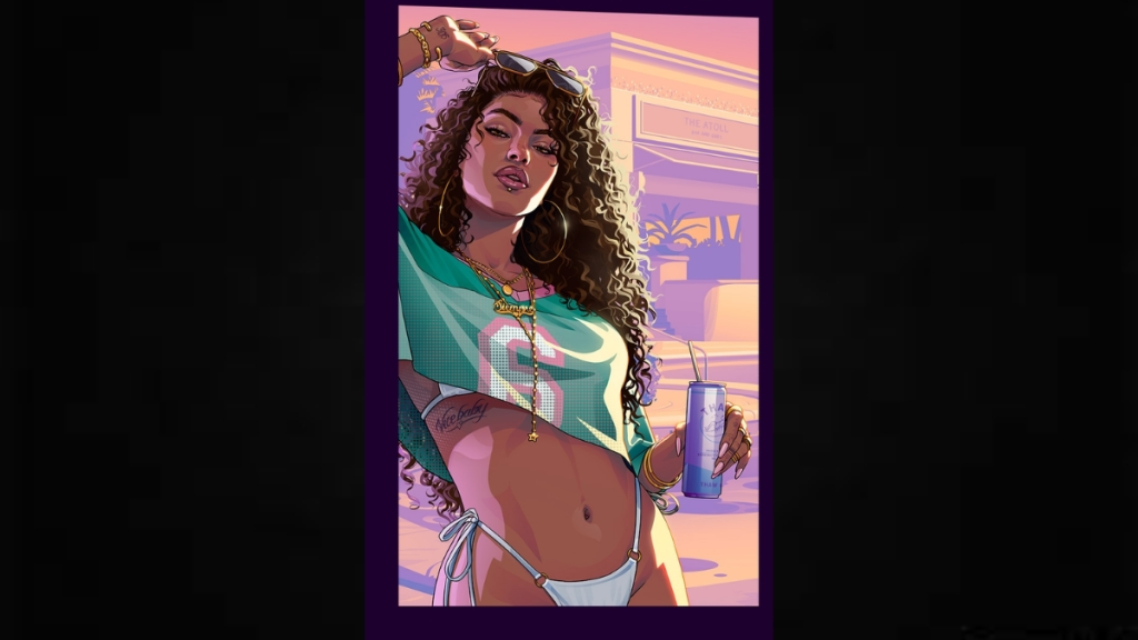 Cover girl di Grand Theft Auto VI, misteriosa figura con drink e tatuaggi