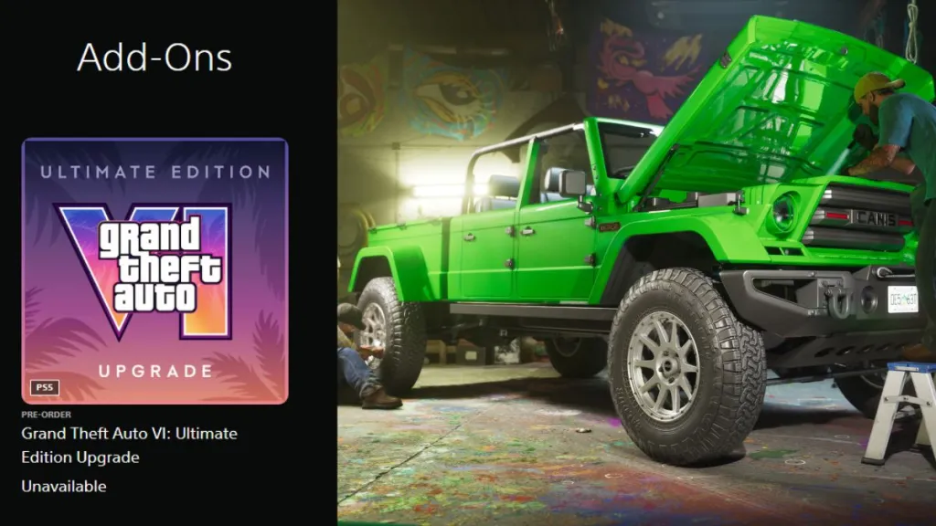 Schermata di upgrade della GTA 6 Edition