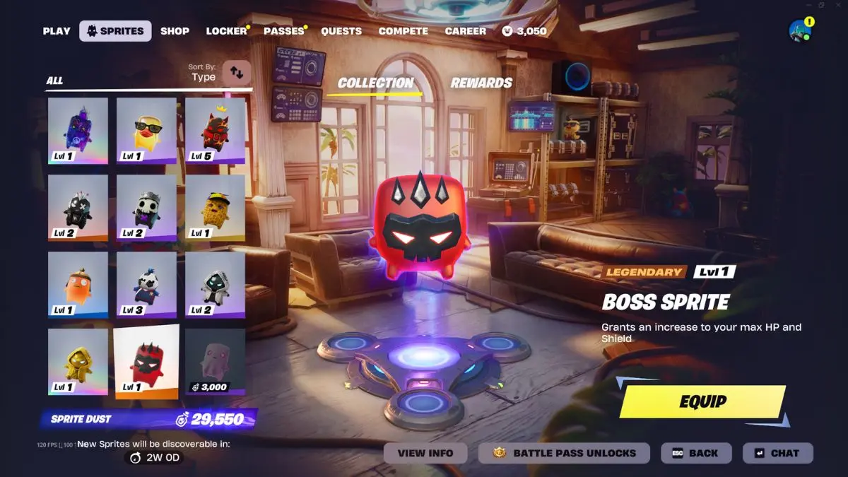 Buff del Boss Sprite: incremento di salute e scudo