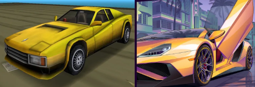 Confronto tra la Cheetah di GTA 6 e il modello classico di Vice City